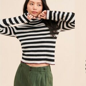 Striped Black and White Jumper1234 Turtleneck Sweater